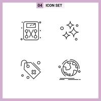 Universal Icon Symbols Group of 4 Modern Filledline Flat Colors of diet tag clean wash sign Editable Vector Design Elements