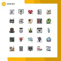 Mobile Interface Filled line Flat Color Set of 25 Pictograms of safe paper beat list delivery Editable Vector Design Elements