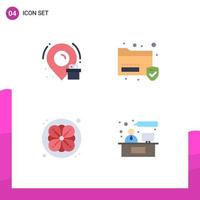 4 Universal Flat Icons Set for Web and Mobile Applications birthday nature data security consulting Editable Vector Design Elements