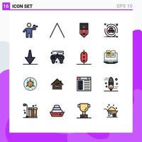 Modern Set of 16 Flat Color Filled Lines and symbols such as arrow interactive badge shapes tag Editable Creative Vector Design Elements