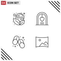 Modern Set of 4 Filledline Flat Colors and symbols such as symbol flip flops leaf love slippers Editable Vector Design Elements