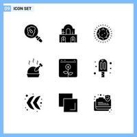 Pictogram Set of 9 Simple Solid Glyphs of financial browser gem banking food Editable Vector Design Elements