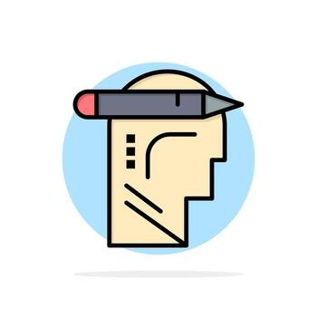 Head Mind Thinking Write Abstract Circle Background Flat color Icon vector