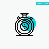 Clock Concentration Meditation Practice turquoise highlight circle point Vector icon