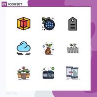 9 Creative Icons Modern Signs and Symbols of money bag growth discount budget cloud Editable Vector Design Elements