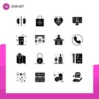 16 Universal Solid Glyph Signs Symbols of fresh marketing target online wedding Editable Vector Design Elements