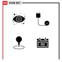 4 Creative Icons Modern Signs and Symbols of dollar location view devices marker Editable Vector Design Elements