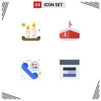 Pictogram Set of 4 Simple Flat Icons of candles phone light transportation design Editable Vector Design Elements