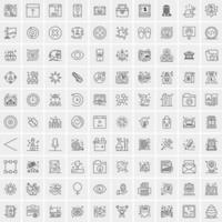 paquete de 100 iconos de líneas universales para móviles y web vector