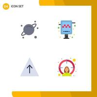 Set of 4 Vector Flat Icons on Grid for planet pyramid board taxi female Editable Vector Design Elements