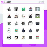 Pictogram Set of 25 Simple Filled line Flat Colors of grid startup document launch talk Editable Vector Design Elements