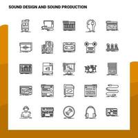 Set of Sound Design And Sound Production Line Icon set 25 Icons Vector Minimalism Style Design Black Icons Set Linear pictogram pack