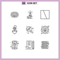 Editable Vector Line Pack of 9 Simple Outlines of hipster layout capital interface collage Editable Vector Design Elements
