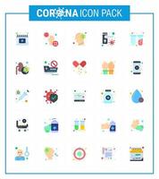 Coronavirus Precaution Tips icon for healthcare guidelines presentation 25 Flat Color icon pack such as bacteria locked bacteria doorknob virus viral coronavirus 2019nov disease Vector Design Ele