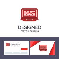 Creative Business Card and Logo template Laptop Coding Code Screen Computer Vector Illustration