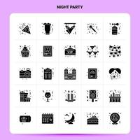 Solid 25 Night Party Icon set Vector Glyph Style Design Black Icons Set Web and Mobile Business ideas design Vector Illustration