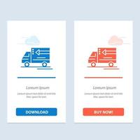 camión de entrega de mercancías vehículo azul y rojo descargar y comprar ahora plantilla de tarjeta de widget web vector