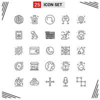 25 iconos estilo de línea cuadrícula basada en símbolos de contorno creativo para el diseño de sitios web signos de icono de línea simple aislados en fondo blanco 25 conjunto de iconos fondo de vector de icono negro creativo
