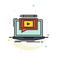 Laptop Player Screen Tutorial Video Abstract Flat Color Icon Template vector