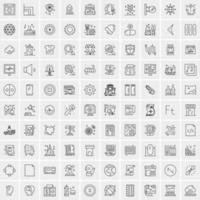 paquete de 100 iconos de líneas universales para móviles y web vector