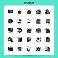 Solid 25 Real Estate Icon set Vector Glyph Style Design Black Icons Set Web and Mobile Business ideas design Vector Illustration
