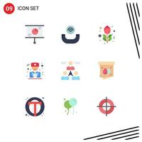 Modern Set of 9 Flat Colors and symbols such as man group red user physician Editable Vector Design Elements