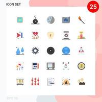 Modern Set of 25 Flat Colors and symbols such as fire travel hair therapy map country Editable Vector Design Elements