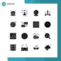 Set of 16 Commercial Solid Glyphs pack for discount staff light headcount location Editable Vector Design Elements