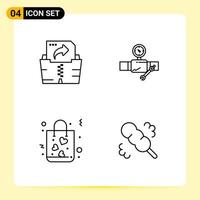 4 Creative Icons for Modern website design and responsive mobile apps 4 Outline Symbols Signs on White Background 4 Icon Pack Creative Black Icon vector background