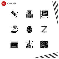 9 User Interface Solid Glyph Pack of modern Signs and Symbols of invest hold bar hand science and computing Editable Vector Design Elements
