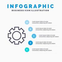 Gear Setting Wheel Line icon with 5 steps presentation infographics Background vector