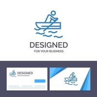 tarjeta de visita creativa y plantilla de logotipo ilustración de vector de agua de entrenamiento de remo de barco