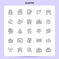 OutLine 25 Valentine Icon set Vector Line Style Design Black Icons Set Linear pictogram pack Web and Mobile Business ideas design Vector Illustration