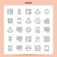 OutLine 25 Devices Icon set Vector Line Style Design Black Icons Set Linear pictogram pack Web and Mobile Business ideas design Vector Illustration