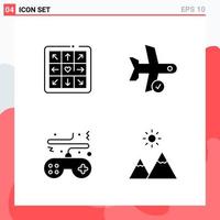 Collection of 4 Vector Icons in solid style Modern Glyph Symbols for Web and Mobile Solid Icon Sign Isolated on White Background 4 Icons