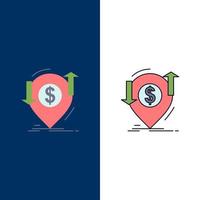 transaction financial money finance transfer Flat Color Icon Vector