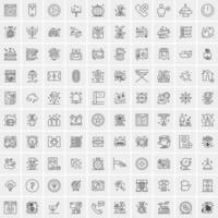 paquete de 100 iconos de líneas universales para móviles y web vector