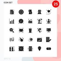 Pack of 25 creative Solid Glyphs of hat day analytics costume paper Editable Vector Design Elements