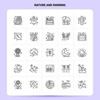 OutLine 25 Nature And Farming Icon set Vector Line Style Design Black Icons Set Linear pictogram pack Web and Mobile Business ideas design Vector Illustration