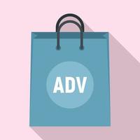 Ad paper bag icon, flat style vector