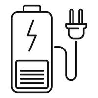 Plug charging battery icon, outline style vector