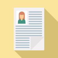 Woman cv paper icon, flat style vector