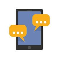 Tablet sms chat icon, flat style vector