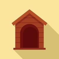 Dog wood house icon, flat style vector