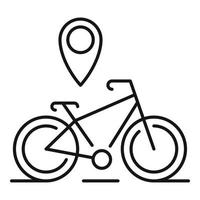 icono de ubicación de bicicleta pin gps, estilo de contorno vector