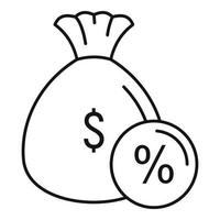 Safe money bag icon, outline style vector