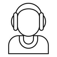 Dj with headphones icon, outline style vector