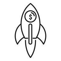 Millionaire rocket icon, outline style vector