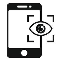 Phone eye authentication icon, simple style vector