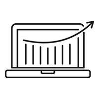 Laptop seo graph icon, outline style vector